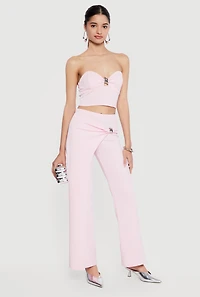 Metallic Detail Asymmetrical Overlay Pants