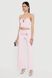 Metallic Detail Asymmetrical Overlay Pants