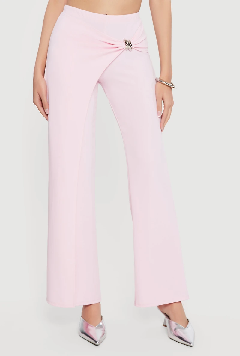 Metallic Detail Asymmetrical Overlay Pants