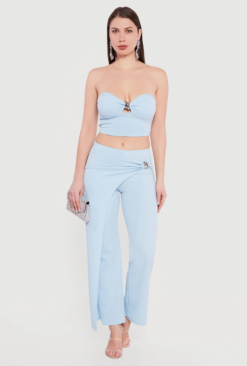 Metallic Detail Asymmetrical Overlay Pants