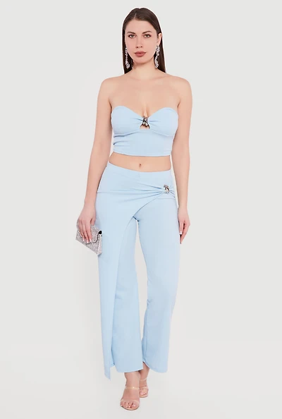 Metallic Detail Asymmetrical Overlay Pants