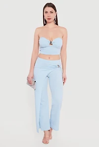 Metallic Detail Asymmetrical Overlay Pants