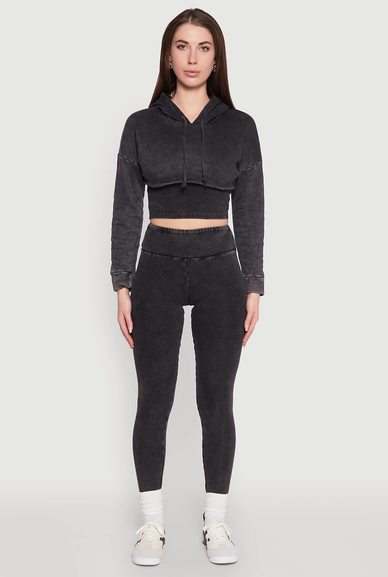 Mineral Wash Hooded Crop Top