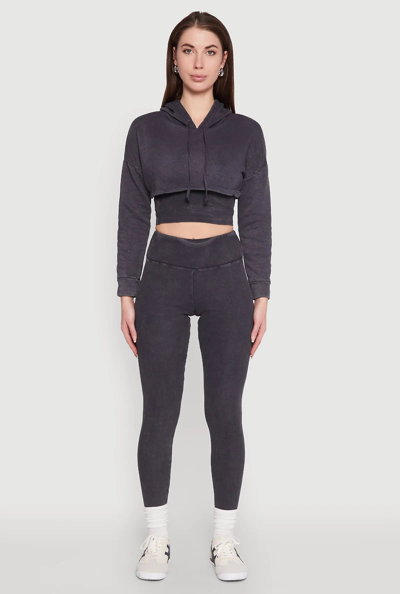 Mineral Wash Hooded Crop Top