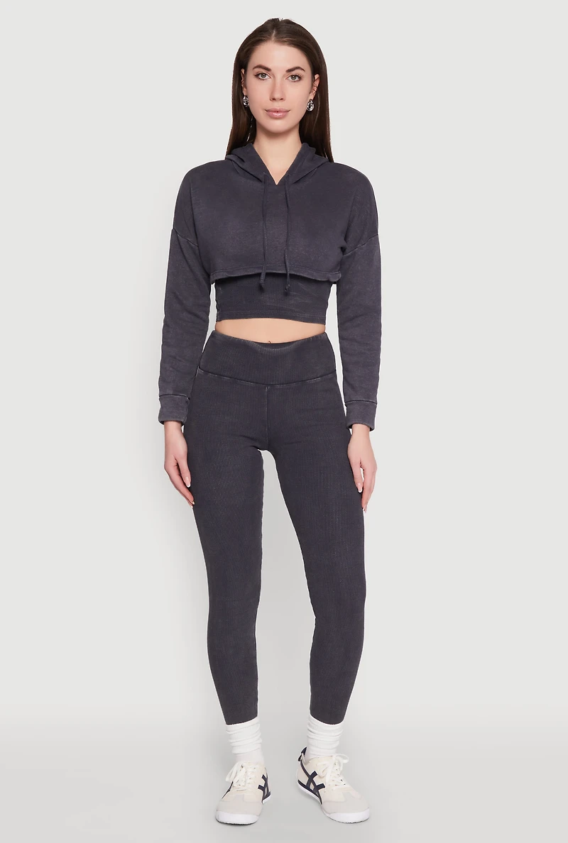 Mineral Wash Hooded Crop Top