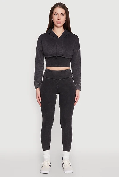 Rib Knit Mineral Wash High Waisted Leggings