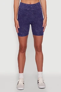 Womens Trendy Acid Wash Bike Shorts, M