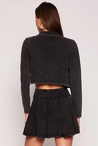 Womens Open Front Crop Top, Black, Size S