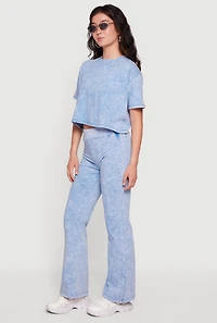 Acid Wash Short Sleeve Crop Top
