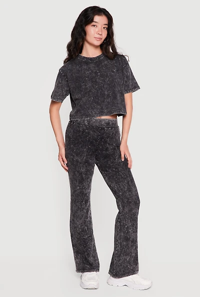 High Waisted Acid Wash Bootcut Pants