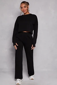 Crew Neck Long Sleeve Crop Top