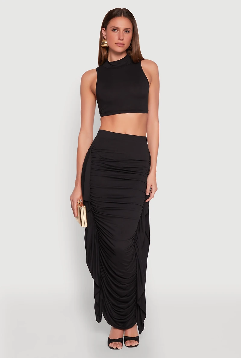 Womens Cut Out Tie Back Sleeveless Crop Top, L