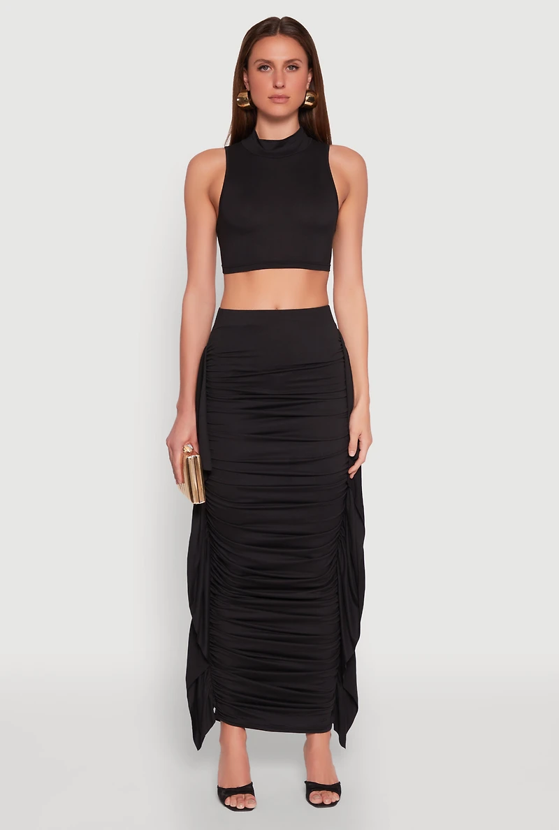 Womens Cut Out Tie Back Sleeveless Crop Top, L
