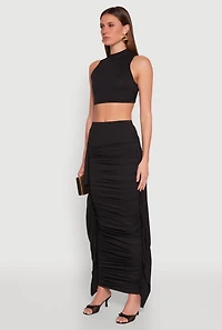 Womens Cut Out Tie Back Sleeveless Crop Top, Black, Size M