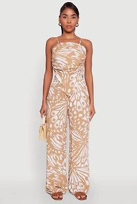 Womens Trendy Abstract Butterfly Print Sleeveless Crop Top,