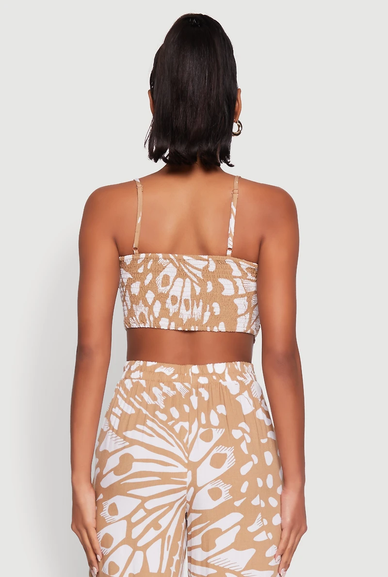 Womens Trendy Abstract Butterfly Print Sleeveless Crop Top,