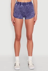 Womens Mineral Wash Dolphin Shorts, Blue, Size S