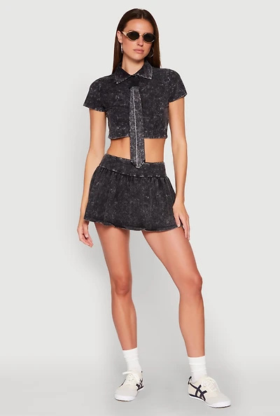 Mineral Wash Ruched Skort