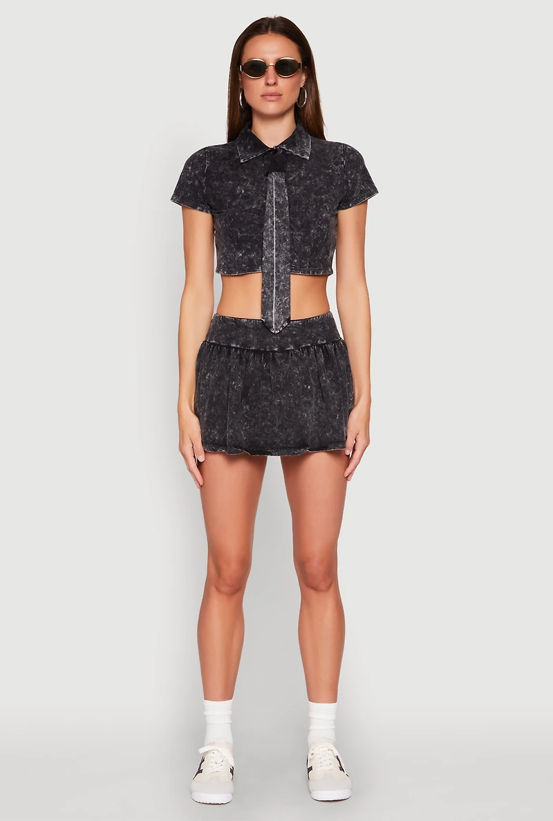 Mineral Wash Ruched Skort