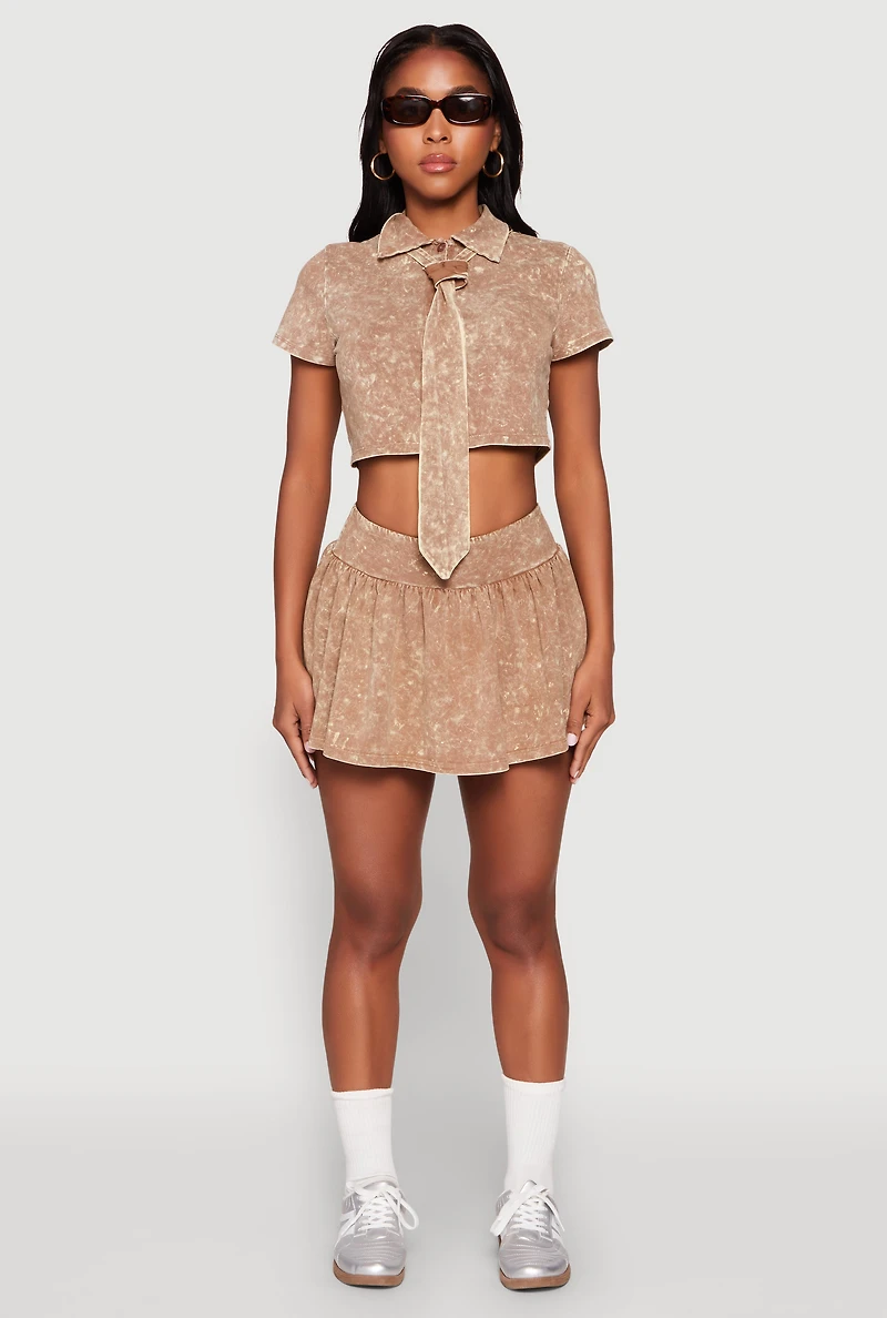 Mineral Wash Ruched Skort