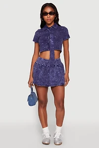 Womens Mineral Wash Ruched Skort,