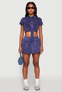 Womens Mineral Wash Ruched Skort,