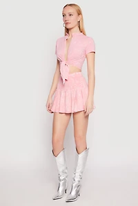 Mineral Wash Tie Front Crop Top