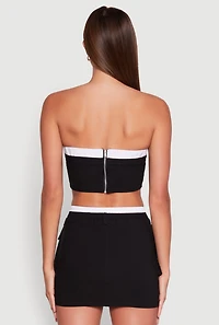 Contrast Trim Zip Back Crop Top