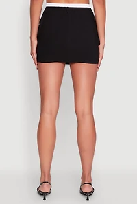 Womens Contrast Waistband Cargo Pocket Skort, Black, Size S