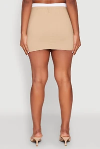 Womens Contrast Waistband Cargo Pocket Skort, Khaki,