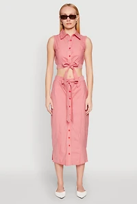 Striped Tie Front Crop Top