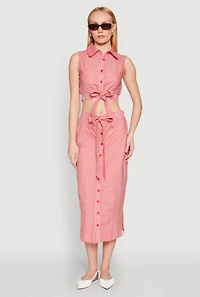 Striped Tie Front Crop Top