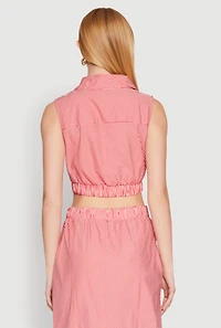 Striped Tie Front Crop Top