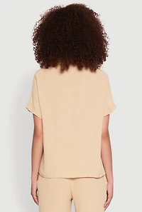 Womens Airy Fixed Cuff Button Front Shirt, M