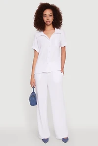 Womens Airy Pull On Dress Pants, White, Size L