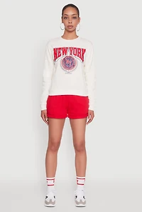 Womens New York Graphic Sweatshirt and Sweatshorts with Socks Set, Multi, Size S