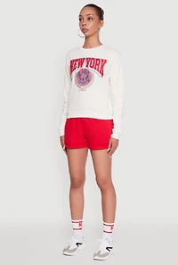 Womens New York Graphic Sweatshirt and Sweatshorts with Socks Set, Multi, Size S