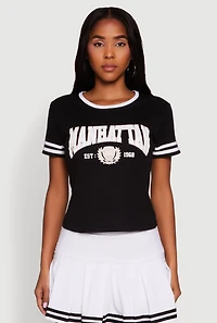 Womens Varsity Stripe Manhattan Graphic Tee,