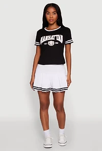 Womens Varsity Stripe Manhattan Graphic Tee,