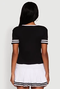 Womens Varsity Stripe Manhattan Graphic Tee,