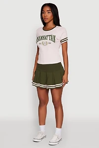 Womens Varsity Stripe Manhattan Graphic Tee, Pink,