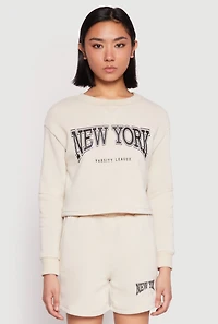 Womens New York Athletic Dept Sweatshirt, Beige, Size L