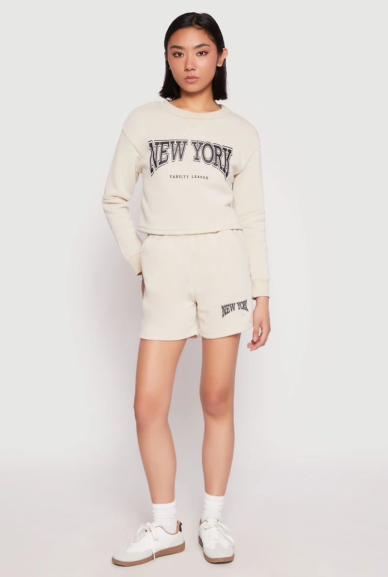 Womens New York Athletic Dept Sweatshirt, Beige, Size XL