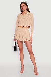 Womens Airy Cropped Striped Shirt,