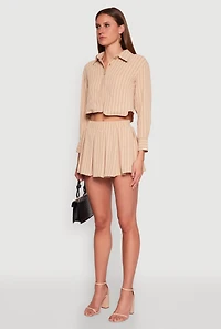 Womens Airy Cropped Striped Shirt,
