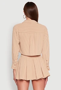 Womens Airy Cropped Striped Shirt,