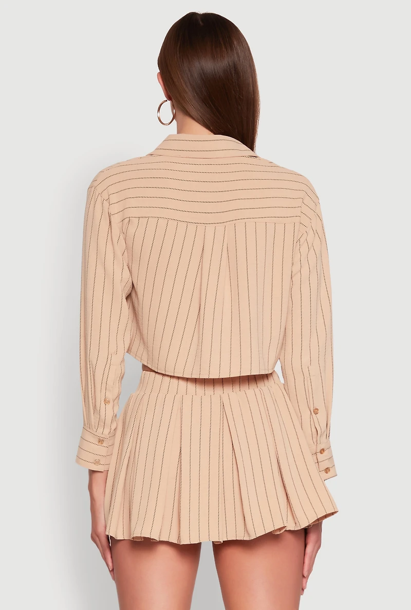 Womens Airy Cropped Striped Shirt,