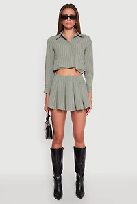 Womens Airy Cropped Striped Shirt,