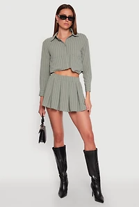 Womens Airy Cropped Striped Shirt,