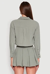 Womens Airy Cropped Striped Shirt,